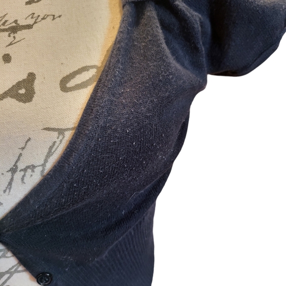 Sweater Project Cropped Puff Sleeve Cardigan Black Small - Picture 3 of 4